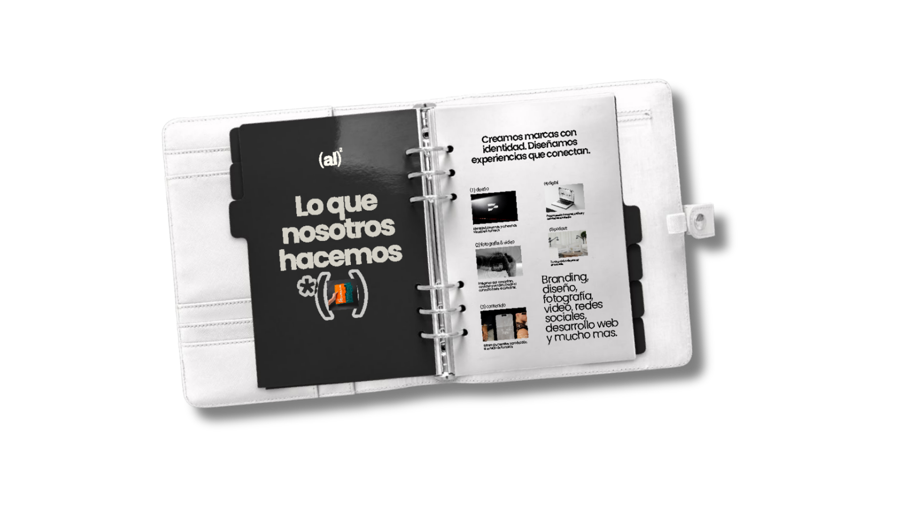 Agenda de AL² — lo que nosotros hacemos: branding, diseño, fotografía, video, redes sociales y desarrollo web